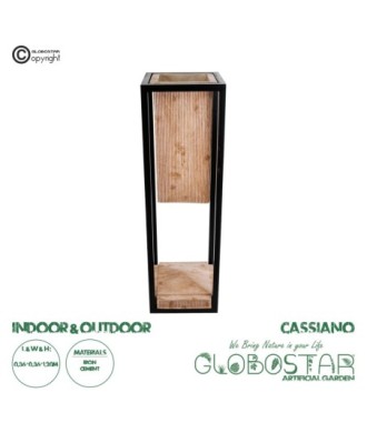 GloboStar® Artificial Garden CASSIANO 20752 Επιδαπέδιο Μεταλλικό Τσιμεντένιο Κασπώ Γλάστρα - Flower Pot Καφέ με Μαύρο Μ36 x Π36 x Υ120cm